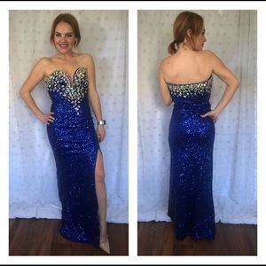 Royal Blue Dress with Rhinestone Embellishments
